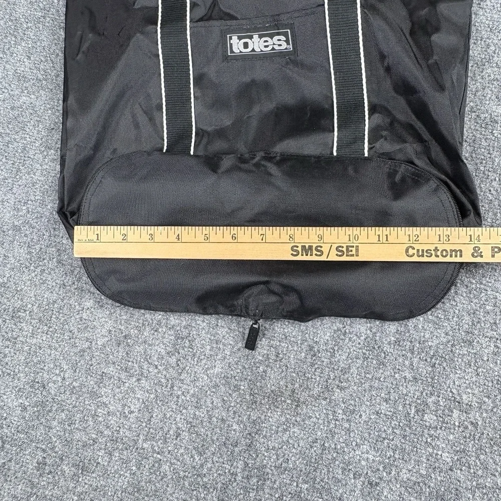 Y2K TOTES Black Nylon Tote Bag Collapses Into Small Zip Pouch Casual Utility VTG